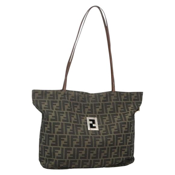 FENDI Zucca Canvas Tote Bag Brown Black - Picture 1 of 13